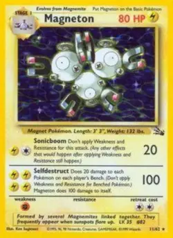 1x Magneton - 11/62 - Holo Rare - Unlimited Edition NM-Mint Pokemon G1 - Fossil - Image 1