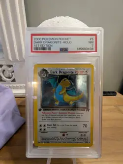 2000 Pokemon DARK DRAGONITE 5/82 Team Rocket 1st Edition Holo Rare English PSA 7 - Image 1