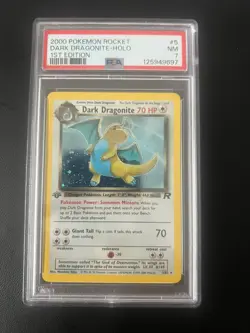 2000 Pokemon DARK DRAGONITE 5/82 Team Rocket 1st Edition Holo Rare English PSA 7 - Image 1