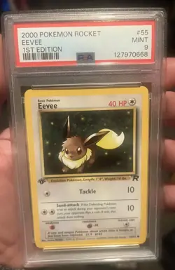 Eevee 55/82 Rocket PSA 9 1st Edition Graded Pokemon Card WOTC Vintage 2000 - Image 1