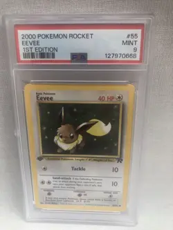 PSA 9 Pokemon 2000 WOTC 1st Edition Team Rocket Eevee 55/82 Common MINT - Image 1