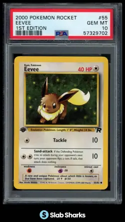 2000 POKEMON TEAM ROCKET 1ST EDITION #55/82 EEVEE PSA 10 - Image 1