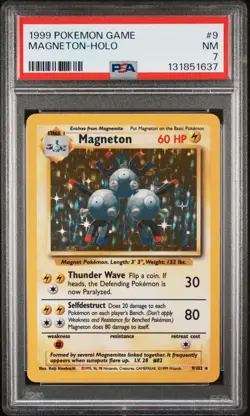 1999 POKEMON BASE SET UNLIMITED #9 MAGNETON-HOLO PSA 7 - Image 1