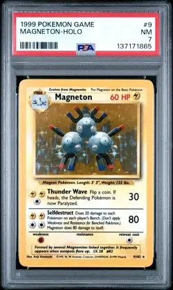 1999 POKEMON BASE SET UNLIMITED #9 MAGNETON-HOLO PSA 7 - Image 1