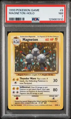 1999 POKEMON BASE SET UNLIMITED #9 MAGNETON-HOLO PSA 7 - Image 1