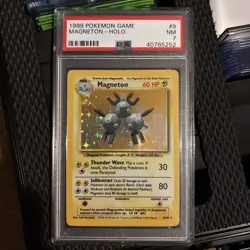 1999 POKEMON BASE SET UNLIMITED #9 MAGNETON-HOLO PSA 7 - Image 1
