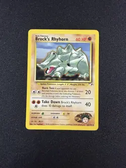 Vintage Pokemon Gym Heroes Brock's Rhyhorn 22/132 Rare NM Unlimited Regular - Image 1