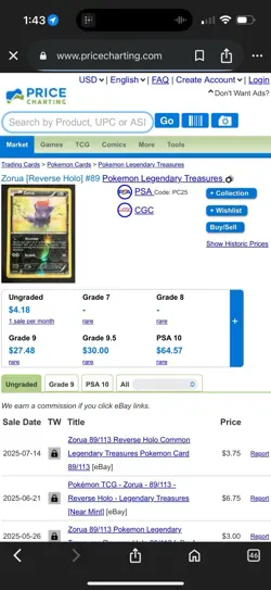 Zorua 89/113 Reverse Holo Common Legendary Treasures Pokemon Card - Image 4