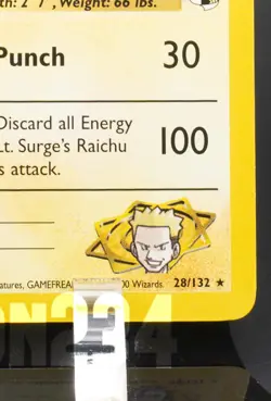 Pokemon TCG Card - Lt. Surge's Raichu 028/132 Gym Heroes Rare Vintage - Image 5