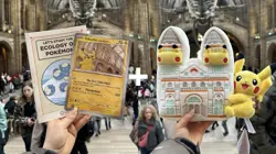 Pokemon x Natural History Museum Pikachu Jumbo Promo Card + plushie bundle - Image 1