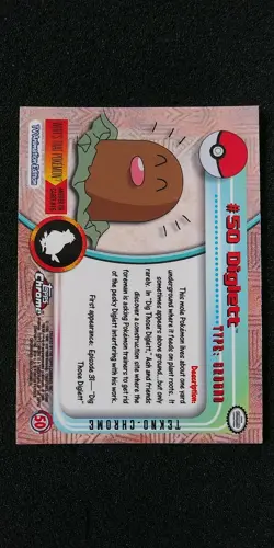 2000 TOPPS CHROME POKEMON #50 DIGLETT(BASE SPECTRA SPARKLE TEKNO) ('Mini-Set') - Image 3