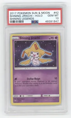 2017 POKEMON SUN & MOON SHINING LEGENDS SHINING JIRACHI HOLO 42/73 PSA 10 Q1887 - Image 1