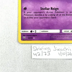 Shining Jirachi 42/73 Shining Legends Holo Pokemon TCG NM - Image 3
