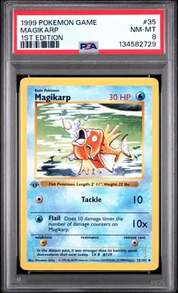 1999 Pokemon Game #35 Magikarp 1st Edition Shadowless PSA 8 NM-MT - Image 1