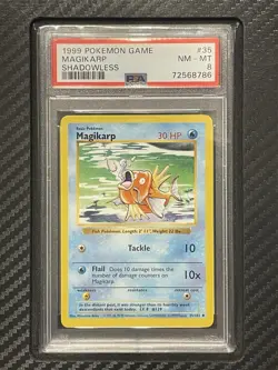 1999 PSA 8 Magikarp #35 Shadowless WOTC Pokemon Game Base Set Shadowless - Image 1
