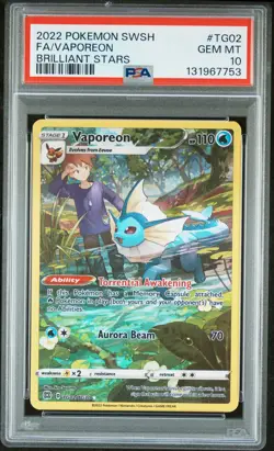 2022 POKEMON SWORD & SHIELD BRILLIANT STARS #TG02 FULL ART/VAPOREON PSA 10 - Image 1