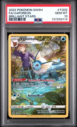2022 POKEMON SWORD & SHIELD BRILLIANT STARS #TG02 FULL ART/VAPOREON PSA 10 - Image 1
