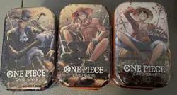 ONE PIECE CARD GAME - TIN PACK SET VOL 2 (TS-02, OP13) 3 Tins one of each design - Image 1