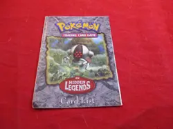 Pokemon Trading Card Game Ex Hidden Legends Card List Insert ONLY - Image 1