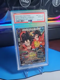 PSA 10 Dragon Ball Super Card SS4 Son Goku & SS4 Vegeta BT24-118 Alt Art Gold - Image 1