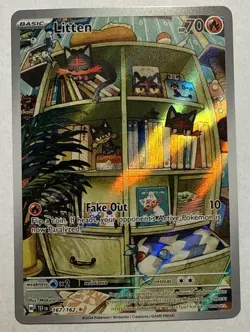 Pokemon TCG Litten Full Art Holo Card 167/162 Temporal Forces IR Near Mint - Image 1