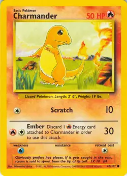 Charmander - 46/102 Base Set - Pokemon TCG - 1999 - Image 1