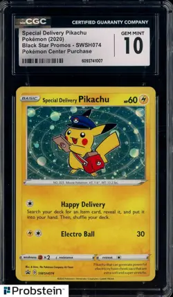 2020 Pokemon Black Star Promos PC Purchase Special Delivery Pikachu CGC 10 - Image 1