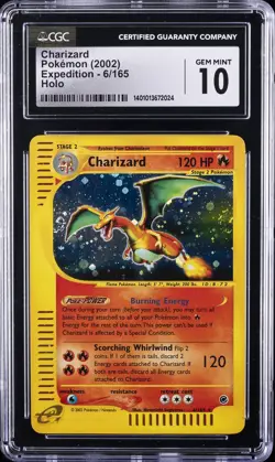 2002 POKEMON EXPEDITION HOLO #6 CHARIZARD CGC 10 GEM MINT - Image 1