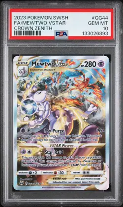 2023 POKEMON SWORD & SHIELD CROWN ZENITH #GG44 FULL ART/MEWTWO VSTAR PSA 10 - Image 1