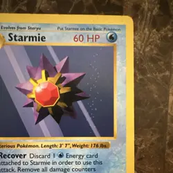 Pokemon TCG Starmie Base Set (Shadowless) 64/102 1st Edition Ink Error - Image 4