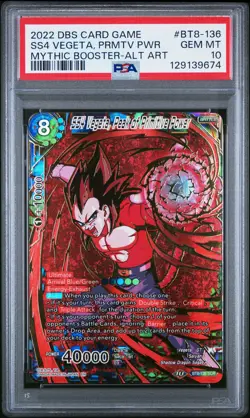 2022 DBS ALTERNATE ART #BT8-136 SS4 VEGETA, PEAK OF PRIMITIVE POWER PSA 10 - Image 1