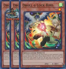 Yugioh! 3x Droll & Lock Bird Alternate Art RA02-EN006 Ultra Rare 1st Ed NM - Image 1
