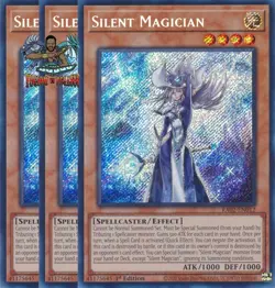 Yugioh! 3x Silent Magician RA02-EN012 Secret Rare 1st Ed NM - Image 1