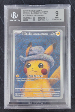BGS 9 Pokemon Pikachu with Grey Felt Hat Van Gogh Full Art Promo SVP 085 English - Image 1