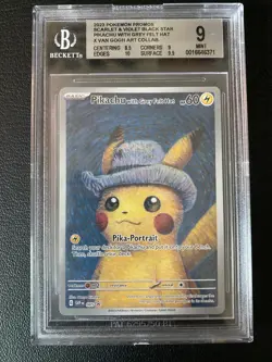 2023 Pokemon Promo S&V Black Star Pikachu with Grey Felt Hat Van Gogh Art BGS 9 - Image 1