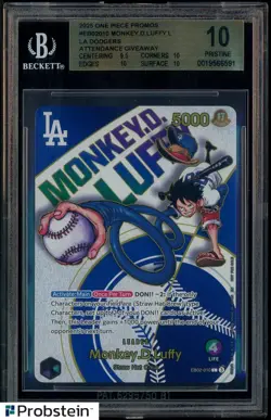 2025 One Piece Promo Dodgers Attendance Giveaway Monkey D. Luffy BGS 10 PRISTINE - Image 1