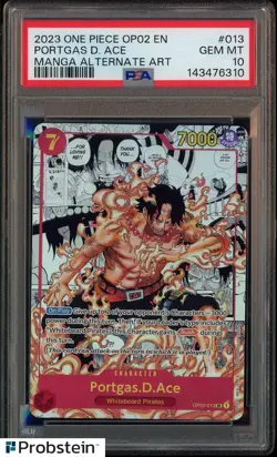 2023 One Piece OP02 EN Manga Alternate Art #013 Portgas D. Ace PSA 10 GEM MINT - Image 1