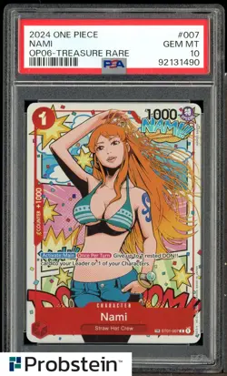 2024 One Piece OP06 En Treasure Rare #007 Nami PSA 10 GEM MINT - Image 1