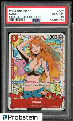2024 One Piece OP06 En Treasure Rare #007 Nami PSA 10 GEM MINT - Image 1