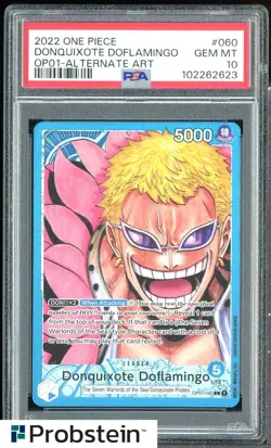 2022 One Piece OP01 Alternate Art #060 Donquixote Doflamingo PSA 10 - Image 1