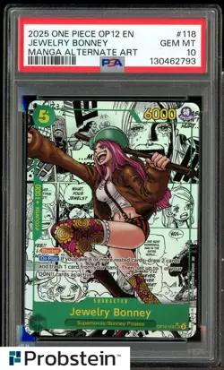 2025 One Piece OP12 EN Manga Alternate Art #118 Jewelry Bonney PSA 10 GEM MINT - Image 1