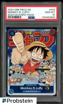 2024 One Piece EN 2023 CS Event Pack #033 Monkey D. Luffy PSA 10 GEM MINT - Image 1