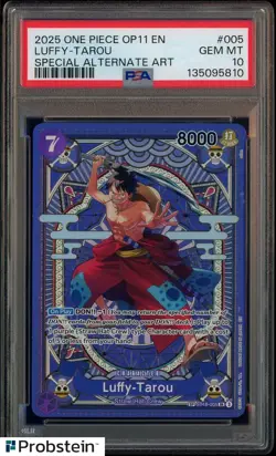 2025 One Piece OP11 EN Special Alternate Art #005 Luffy Tarou PSA 10 GEM MINT - Image 1