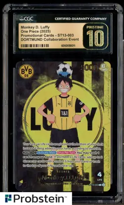 2025 ONE PIECE PROMOS BVB X MATCH DAY 2025 #003 MONKEY D. LUFFY CGC 10 PRISTINE - Image 1