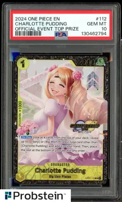 #1 2024 One Piece EN Official Event Top Prize #112 Charlotte Pudding PSA 10 - Image 1