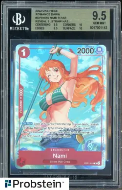 2022 One Piece OP01-Alternate Art #016 Nami Pre-Errata BGS 9.5 GEM MINT - Image 1