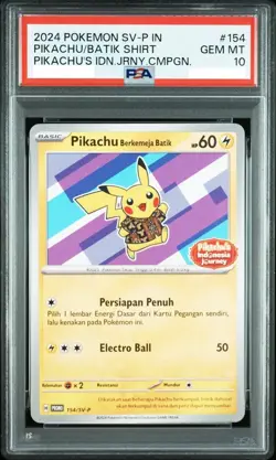 2024 POKEMON INDONESIAN SV-P PROMO #154 PIKACHU IN BATIK SHIRT PSA 10 - Image 1