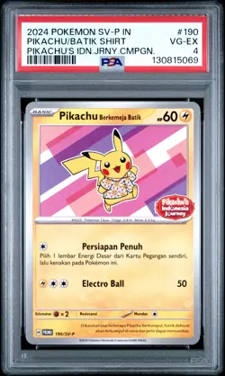 2024 POKEMON INDONESIAN SV-P PROMO #190 PIKACHU IN BATIK SHIRT PSA 4 - Image 1