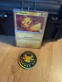 Pikachu 051/162 2026 Pokemon Day Pokemon Near Mint with Pokemon Coin - Image 1