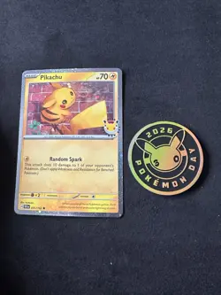 Pikachu Pokemon Day 2026 Promo Card 051/162 with coin - Image 3